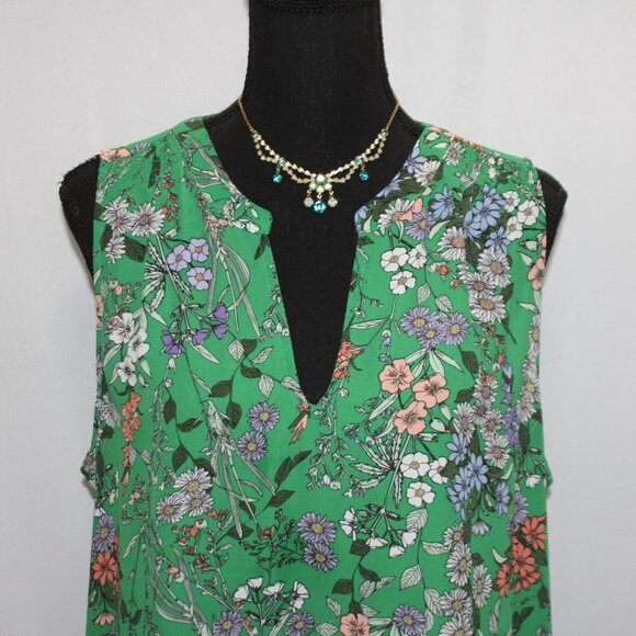 Dalia Green Floral Sleeveless Top - Picture 2 of 13